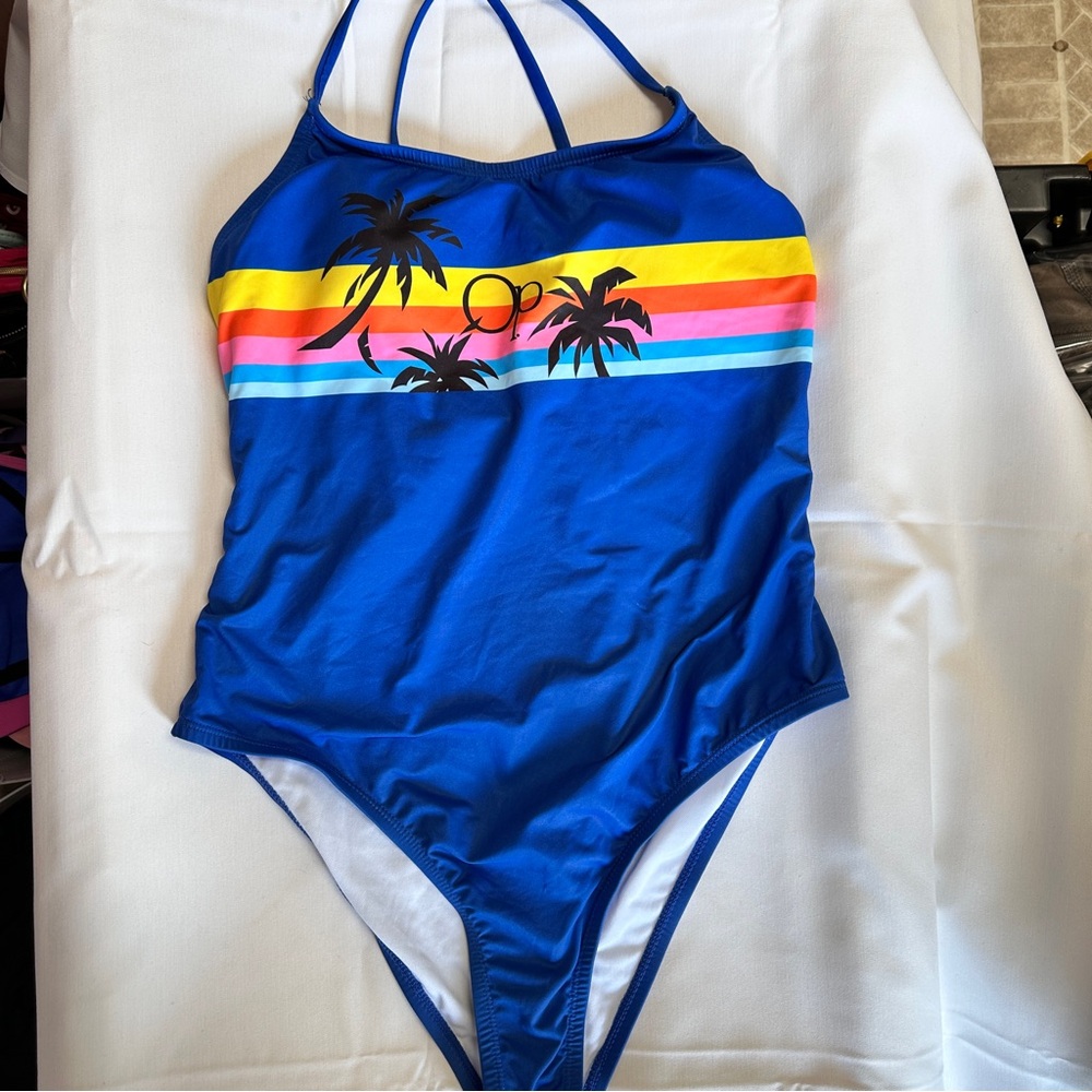 OP Women's Blue One Piece with Colorful Stripes IW-355